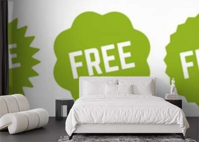 Free Tag Green Eco | Special Offer Icon | Sticker | Deal Label | Variations Wall mural