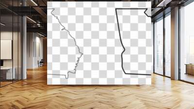 Georgia Map Black | State Border | United States | US America | Transparent Isolated | Variations Wall mural