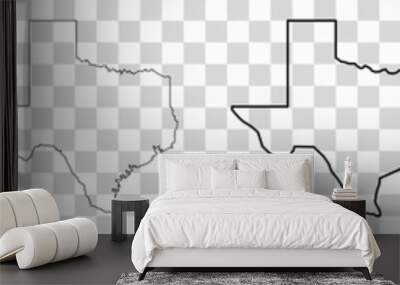 Texas Map Black | State Border | United States | US America | Transparent Isolated | Variations Wall mural