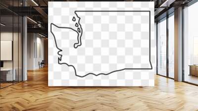 Washington Map Black | State Border | United States | US America | Transparent Isolated | Variations Wall mural