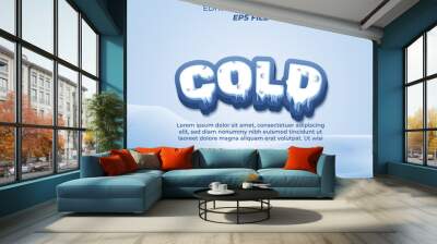 cold text effect, font editable, typography, 3d text. vector template Wall mural