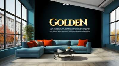 golden text effect, font editable, typography, 3d text. vector template Wall mural