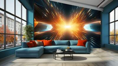 an abstract image of a tunnel which appears to have an orange beam coming into it Wall mural