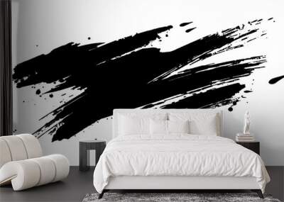 Black brush stroke vector shape isolated on white background Wall mural