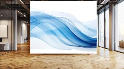 blue abstract wave pattern on white background, Generative AI Wall mural