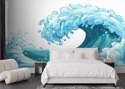 cartoon illustration of big wave isolated on white background Wall mural