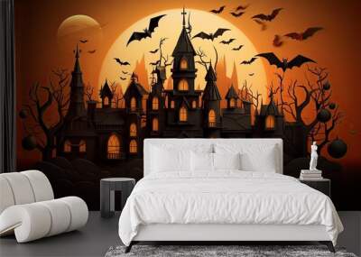 halloween background For posters, banners, eerie landscapes of night fantasy forests. Wall mural