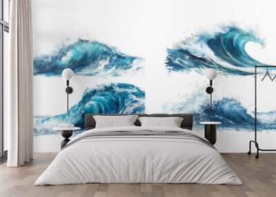 set large wave in the ocean, isolated on a white background Wall mural