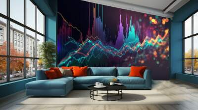 Technology background. Stock market Business economic charts with  abstract digital. AI Wall mural