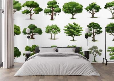 tree set graphic clipart design white background. Wall mural