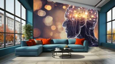 Creative concept of human brain. Abstract brain concept  Creative brain concept background, Concept of Thinking. AI generated image Wall mural