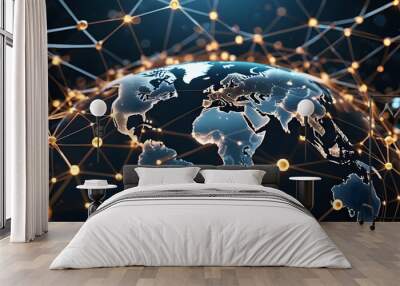 World map concept background. Modern Global map creative concept. AI generated image, ai Wall mural