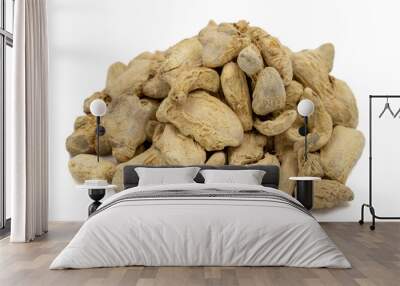 Dried Ginger root isolated on white background. Pile of ginger root or Dry Adrak Wall mural