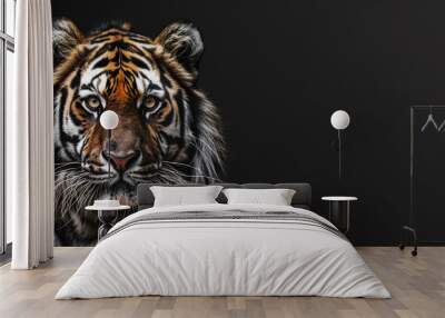 portrait of a bengal tiger on black background Wall mural