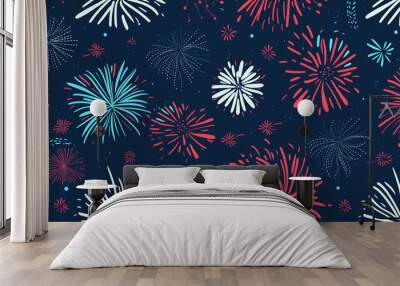 seamless pattern with fireworks Wall mural