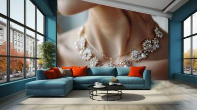 woman with shiny necklace Wall mural