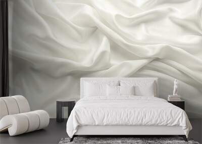 Soft white wrinkled fabric background for graphic design or wallpaper
 Wall mural