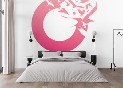 Creative Venus female sign with flying birds Wall mural