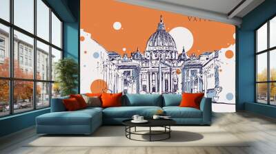 Drawing sketch illustration of Vatican Wall mural