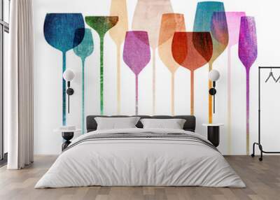 Paper textured party glasses Wall mural