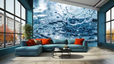 Water splash captured in motion close-up Wall mural