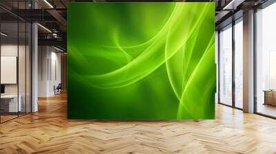 Abstract soft green leaf patterns with a smooth and flowing design. Wall mural