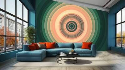 Captivating concentric circles transition from deep green to soft beige in a modern, stylish design with a touch of retro charm, perfect for creative projects Wall mural