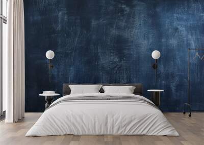 Dark blue scratched metallic surface with a rough texture. Wall mural