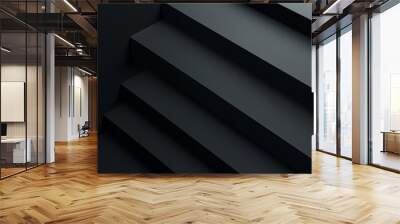 Dark geometric empty architecture with a staircase going up, providing a modern minimalist backdrop for product placement or design projects Wall mural