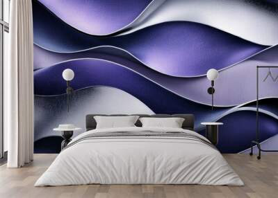 Flowing silver and purple metallic waves create a modern abstract design, adding creativity and style to projects. Perfect for sleek graphic or web design Wall mural