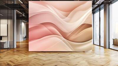 Soft pink and beige waves are overlapping, creating an elegant and delicate abstract background with a soothing and calming feel Wall mural