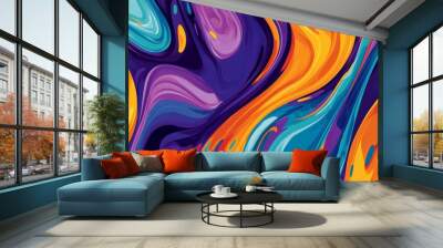 Swirling, colorful liquid paint creates a vibrant abstract backdrop, perfect for adding creativity and style to any project Wall mural