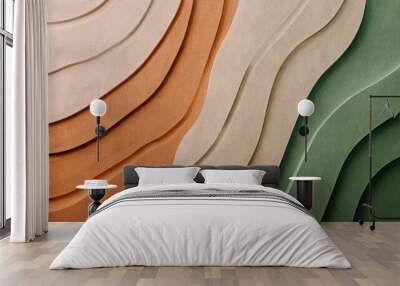 Three dimensional render of a minimal modern background showing a surface with organic curved shapes creating a wave effect Wall mural