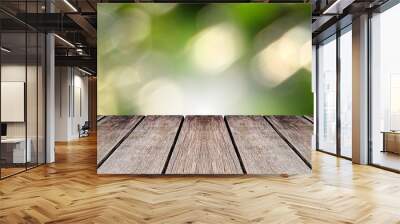 Bokeh with wooden floors Wall mural