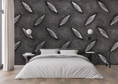 empty horizontal diamond plate steel for pattern and background Wall mural