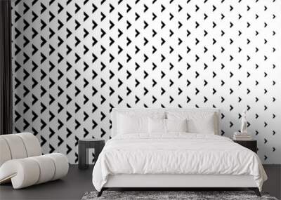 horizontal black halftone of arrow design for pattern and background. Wall mural