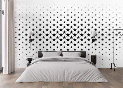 horizontal halftone of black star design for pattern and background. Wall mural