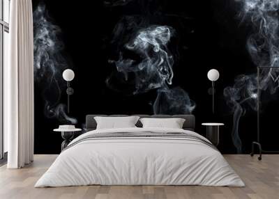 set of white smoke on black background Wall mural