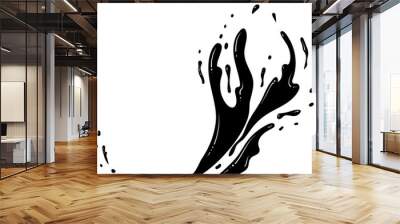 Rounded splashes of ink, water or paint. Spray of fountain. Silhouette splashes of fluid. Black vector illustration in hand drawn style. Splash water motion. Abstract shapes Wall mural