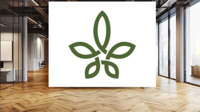 CBD Cannabis Marijuana Hemp Pot leaf with line art knot logo design inspiration	 Wall mural