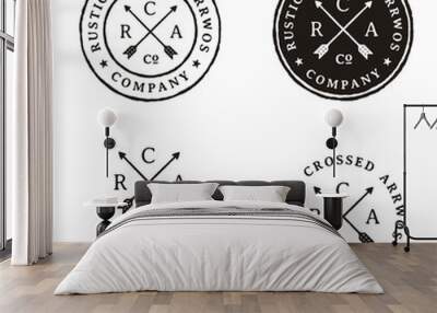 Crossed Arrows Vintage Retro Rustic Hipster for Archer Hunting Label Stamp logo design Wall mural