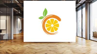 fresh orange fruit, slice of lemon lime grapefruit citrus logo design inspiration Wall mural