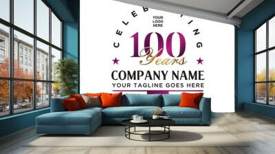 Golden Luxury Celebrating Anniversary 100th years company label logo design Wall mural