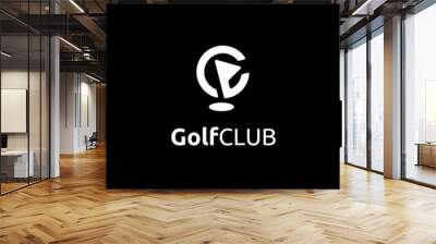 Golf Ball Hole Flag logo design Wall mural