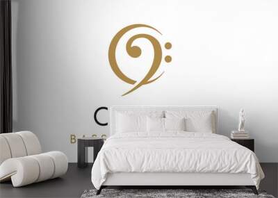 initial letter c cello bass clef music instrument logo design inspiration Wall mural