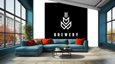 Modern Malt Wheat Grain Cereal Rice Logo design for Beer Brewery logo Wall mural