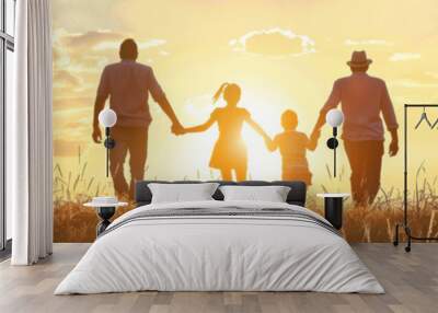 A realistic image of family support. Wall mural