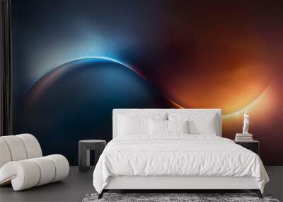 Black background, with an orange light, and a blue light Wall mural