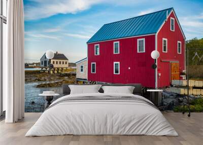 View of the houses in Cape Porpoise, Maine USA Wall mural