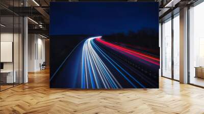 Langzeitbelichtung - Autobahn - Strasse - Traffic - Travel - Background - Line - Ecology - Highway - Long Exposure - Motorway  - Night Traffic - Light Trails - High quality photo	 Wall mural